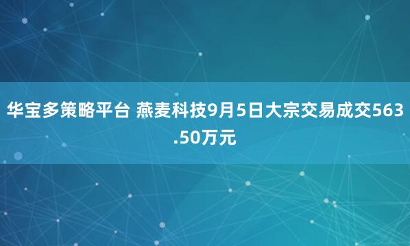 华宝多策略平台 燕麦科技9月5日大宗交易成交563.50万元